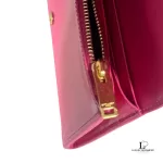 Yves Saint Laurent fuchsia pink smooth leather flap-closed long wallet, view 19