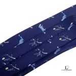 Hermes blue and white silk necktie, view 11