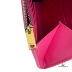 Yves Saint Laurent fuchsia pink smooth leather flap-closed long wallet, view 18