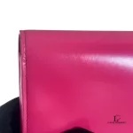 Yves Saint Laurent fuchsia pink smooth leather flap-closed long wallet, view 14