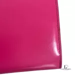 Yves Saint Laurent fuchsia pink smooth leather flap-closed long wallet, view 17