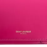 Yves Saint Laurent fuchsia pink smooth leather flap-closed long wallet, view 32