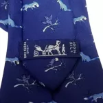 Hermes blue and white silk necktie, view 12