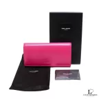 Yves Saint Laurent fuchsia pink smooth leather flap-closed long wallet, view 35