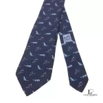 Hermes blue and white silk necktie, view 2