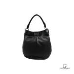 Pre-loved Marc Jacobs black calf leather slouch hobo bag, front view – secondhand designer, NZ