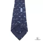 Hermes blue and white silk necktie, view 3