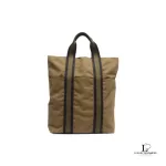 Pre-loved Hermes Toile Fourre Tout khaki canvas cabas shopping bag, front view – secondhand designer, NZ