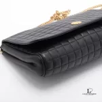 Celine Blason Emblem black quilted leather chain bag, view 4