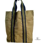 Hermes Toile Fourre Tout khaki canvas cabas shopping bag, view 4