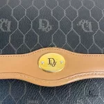 Christian Dior Honeycomb black and beige canvas and leather flap shoulder bag, view 9