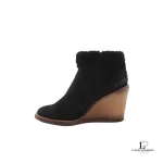 Chanel Bottines NVL08 black suede short wedge boots, size 36, view 4