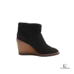 Chanel Bottines NVL08 black suede short wedge boots, size 36, view 5