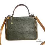 Nina Ricci tan and dark grey PVC and leather top handle two-way handbag, view 4