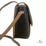 Christian Dior Honeycomb black and beige canvas and leather flap shoulder bag, view 4