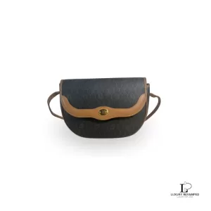 Pre-loved Christian Dior Honeycomb black and beige canvas and leather flap shoulder bag, front view – secondhand designer, NZ