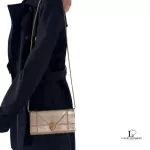 Christian Dior Diorama gold bronze leather wallet on chain, view 11