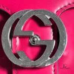 Gucci Dollar pinkish red polished calfskin Interlocking G chain shoulder bag, view 20