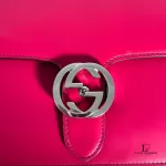 Gucci Dollar pinkish red polished calfskin Interlocking G chain shoulder bag, view 24