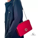 Gucci Dollar pinkish red polished calfskin Interlocking G chain shoulder bag, view 26