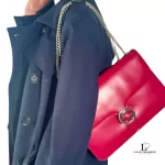 Gucci Dollar pinkish red polished calfskin Interlocking G chain shoulder bag, view 27
