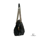 Marc Jacobs black leather double chain shoulder bag with gold hardware, view 5
