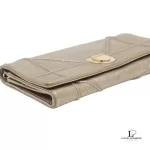 Christian Dior Diorama gold bronze leather wallet on chain, view 3