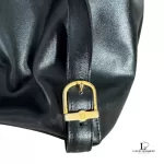 Fendi black leather drawstring backpack with gold hardware, view 14