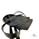 Gucci black nylon and patent leather backpack with bamboo handle, view 8