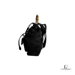 Gucci black nylon and patent leather backpack with bamboo handle, view 4