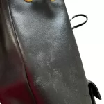 Fendi black leather drawstring backpack with gold hardware, view 16