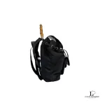 Gucci black nylon and patent leather backpack with bamboo handle, view 3