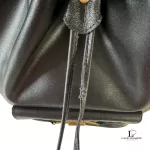 Fendi black leather drawstring backpack with gold hardware, view 10