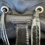 Gucci black nylon and patent leather backpack with bamboo handle, view 22