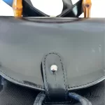 Gucci black nylon and patent leather backpack with bamboo handle, view 18