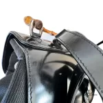 Gucci black nylon and patent leather backpack with bamboo handle, view 15