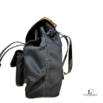 Gucci black nylon and patent leather backpack with bamboo handle, view 30