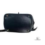 Fendi black leather drawstring backpack with gold hardware, view 6