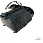 Gucci black nylon and patent leather backpack with bamboo handle, view 7
