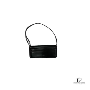 Pre-loved Givenchy 4G black leather baguette shoulder bag, front view – secondhand designer, NZ