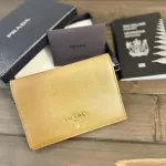 Prada Saffiano cannella tan leather passport holder, view 17