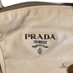 Prada large beige soft leather bowler-style tote bag, view 40