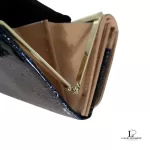 Anna Sui midnight blue patent leather rose-stamped flap wallet, view 12