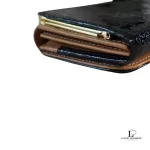 Anna Sui midnight blue patent leather rose-stamped flap wallet, view 10