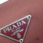 Prada maroon Tessuto nylon trifold medium wallet with logo plaque, view 21