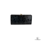 Anna Sui midnight blue patent leather rose-stamped flap wallet, view 3