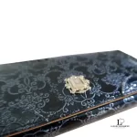 Anna Sui midnight blue patent leather rose-stamped flap wallet, view 6
