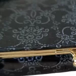 Anna Sui midnight blue patent leather rose-stamped flap wallet, view 8