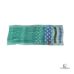 Anne Klein long skinny silk scarf in Light Green and White Dots, view 2