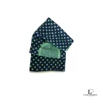 Anne Klein long skinny silk scarf in Apple Green and Dark Blue, view 3